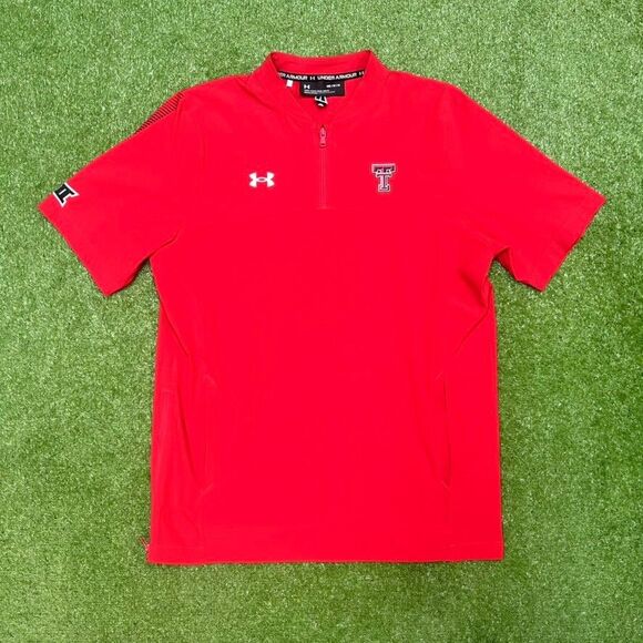 Texas Tech Raiders Under Armour Jacket 1/4 Zip Mens Medium Windbreaker Red - Picture 1 of 7